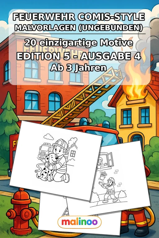 Feuerwehr Comis-Style Malbuch 20 Ausmalbilder gedruckt+lose – Cover