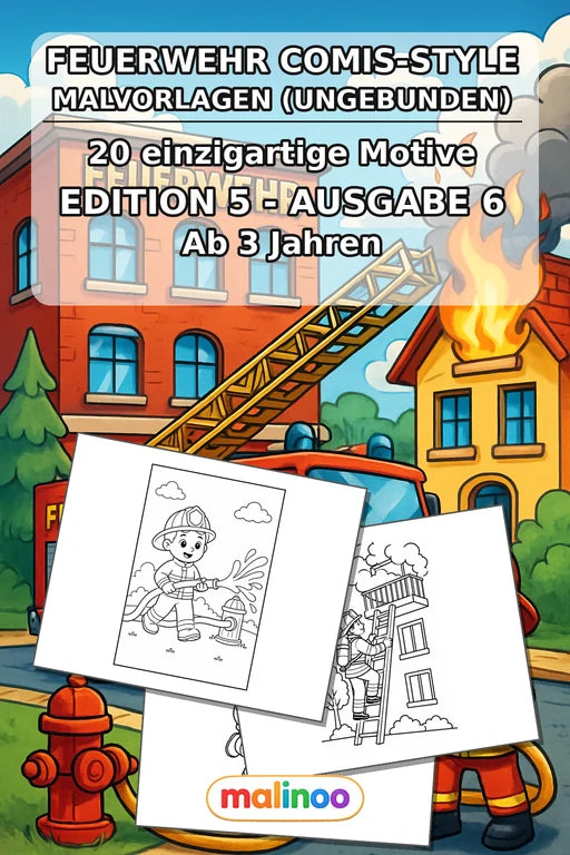 Feuerwehr Comis-Style Malbuch 20 Ausmalbilder gedruckt+lose – Cover