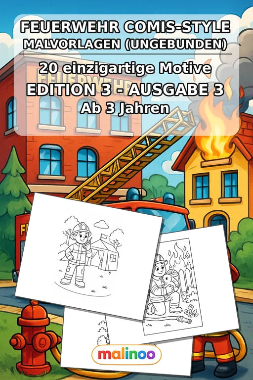 Feuerwehr Comis-Style Malbuch 20 Ausmalbilder gedruckt+lose – Cover
