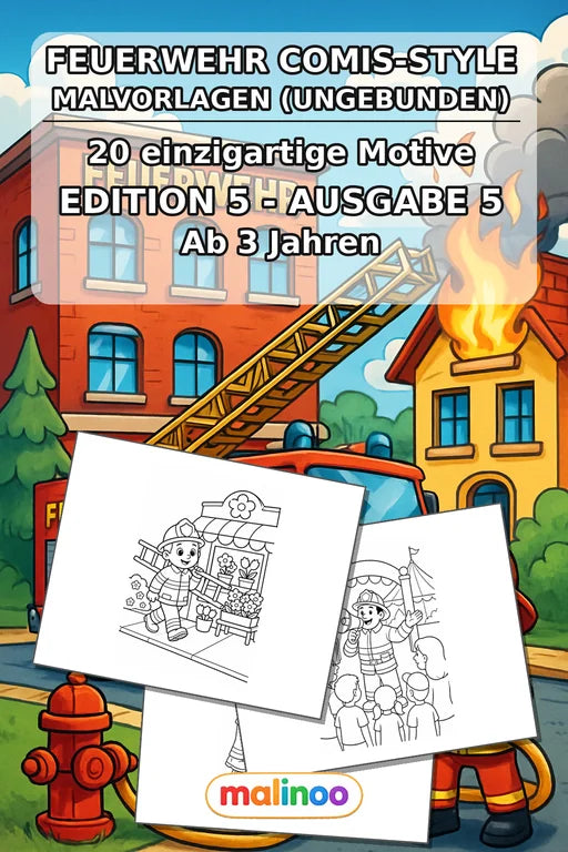 Feuerwehr Comis-Style Malbuch 20 Ausmalbilder gedruckt+lose – Cover