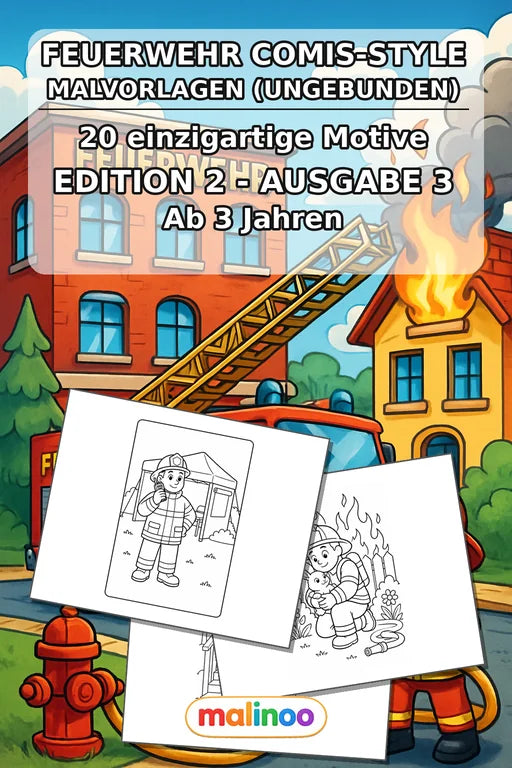 Feuerwehr Comis-Style Malbuch 20 Ausmalbilder gedruckt+lose – Cover