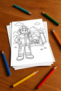 Feuerwehr Comis-Style Malbuch 20 Ausmalbilder gedruckt, ungebunden – Mockup-Ansicht