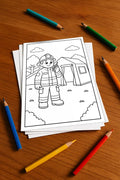 Feuerwehr Comis-Style Malbuch 20 Ausmalbilder gedruckt+lose – Mockup-Ansicht