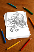 Feuerwehr Comis-Style Malbuch 20 Ausmalbilder gedruckt, ungebunden – Mockup-Ansicht