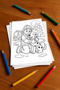 Feuerwehr Comis-Style Malbuch 20 Ausmalbilder gedruckt+lose – Mockup-Ansicht