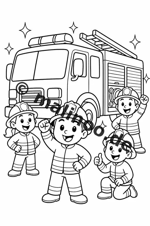 Feuerwehr Comis-Style Malbuch 20 Ausmalbilder gedruckt, ungebunden – Vorschaubild 10