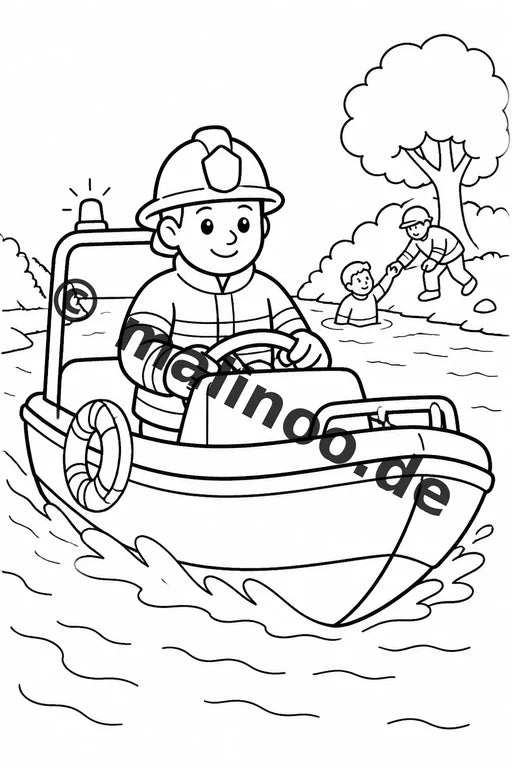 Feuerwehr Comis-Style Malbuch 20 Ausmalbilder gedruckt, ungebunden – Vorschaubild 2