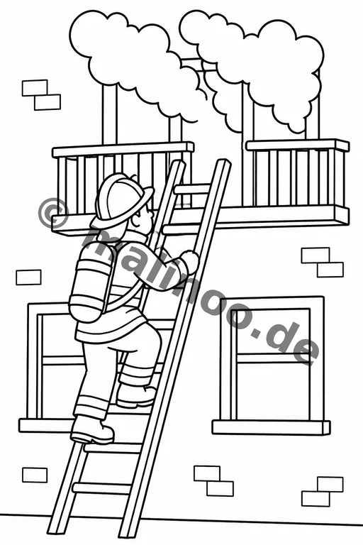 Feuerwehr Comis-Style Malbuch 20 Ausmalbilder gedruckt+lose – Vorschaubild 2