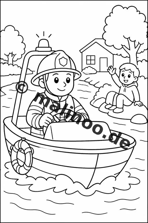Feuerwehr Comis-Style Malbuch 20 Ausmalbilder gedruckt, ungebunden – Vorschaubild 2
