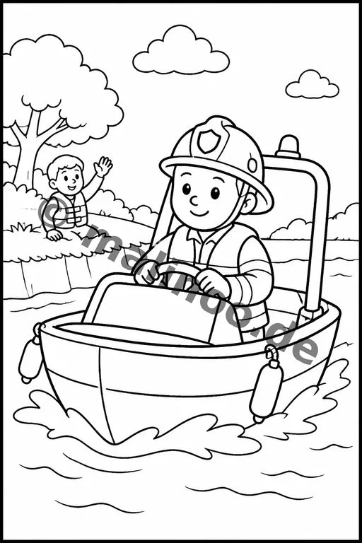 Feuerwehr Comis-Style Malbuch 20 Ausmalbilder gedruckt+lose – Vorschaubild 3