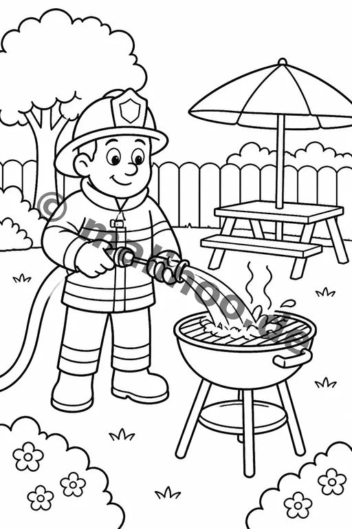 Feuerwehr Comis-Style Malbuch 20 Ausmalbilder gedruckt+lose – Vorschaubild 6