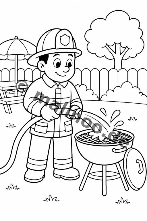 Feuerwehr Comis-Style Malbuch 20 Ausmalbilder gedruckt+lose – Vorschaubild 6