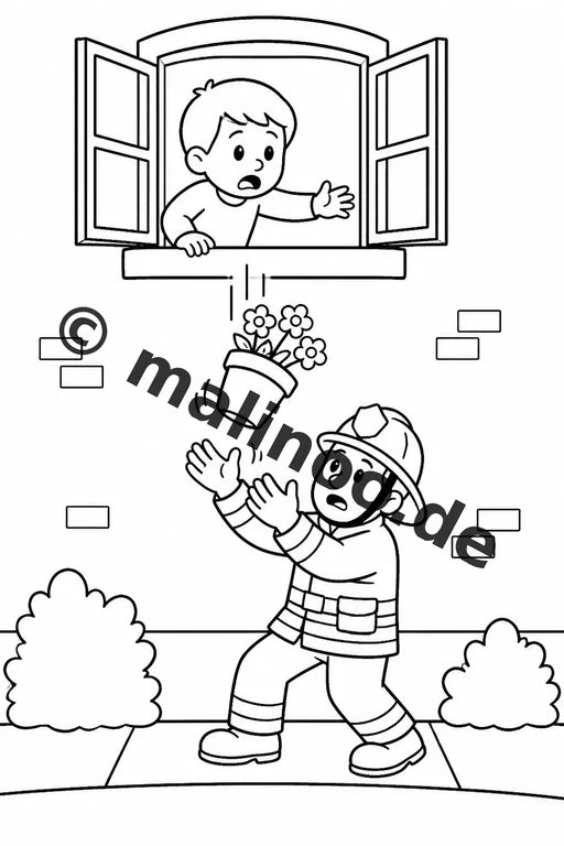 Feuerwehr Comis-Style Malbuch 20 Ausmalbilder gedruckt, ungebunden – Vorschaubild 7