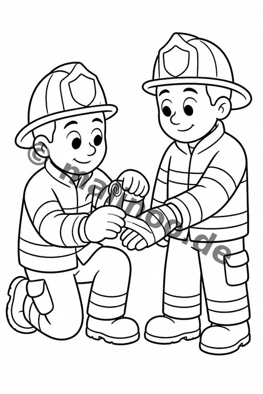 Feuerwehr Comis-Style Malbuch 20 Ausmalbilder gedruckt+lose – Vorschaubild 7