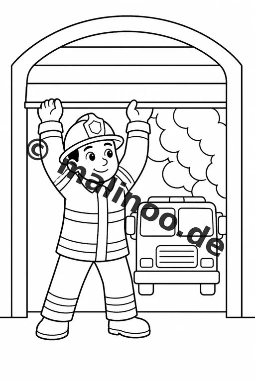 Feuerwehr Comis-Style Malbuch 20 Ausmalbilder gedruckt, ungebunden – Vorschaubild 8