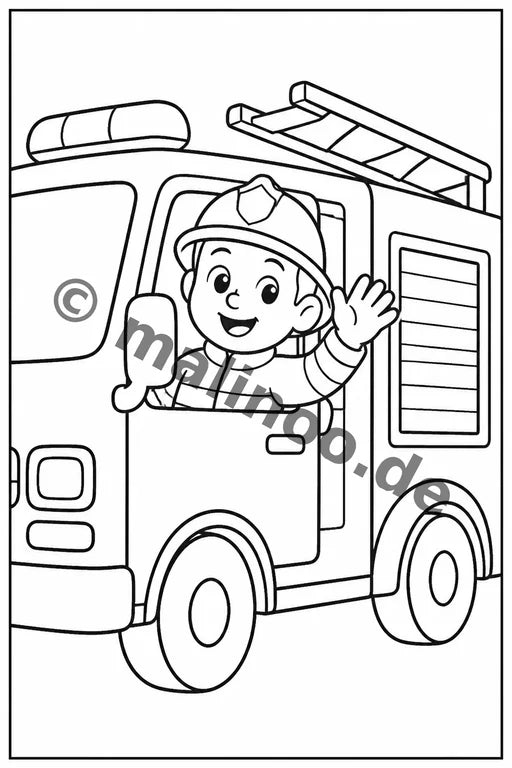 Feuerwehr Comis-Style Malbuch 20 Ausmalbilder gedruckt+lose – Vorschaubild 8
