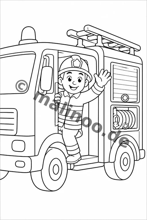 Feuerwehr Comis-Style Malbuch 20 Ausmalbilder gedruckt+lose – Vorschaubild 8