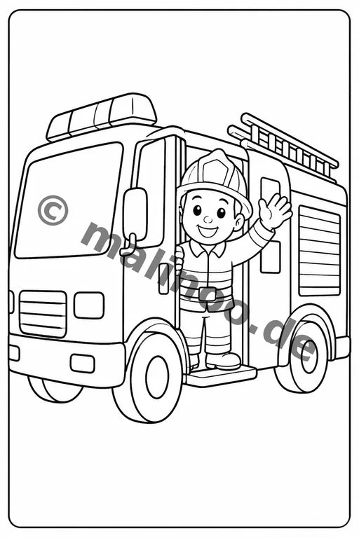 Feuerwehr Comis-Style Malbuch 20 Ausmalbilder gedruckt+lose – Vorschaubild 8