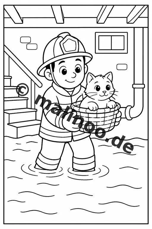 Feuerwehr Comis-Style Malbuch 20 Ausmalbilder gedruckt, ungebunden – Vorschaubild 9