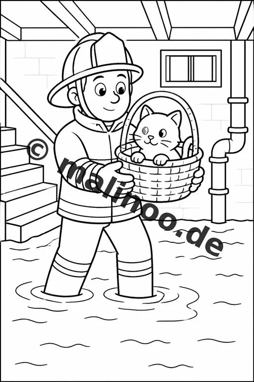 Feuerwehr Comis-Style Malbuch 20 Ausmalbilder gedruckt, ungebunden – Vorschaubild 9