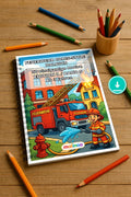 Feuerwehr Comis-Style Malbuch 50 Ausmalbilder PDF Download – Mockup-Ansicht