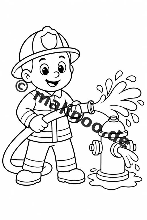 Feuerwehr Comis-Style Malbuch 50 Ausmalbilder PDF Download digital – Vorschaubild 1