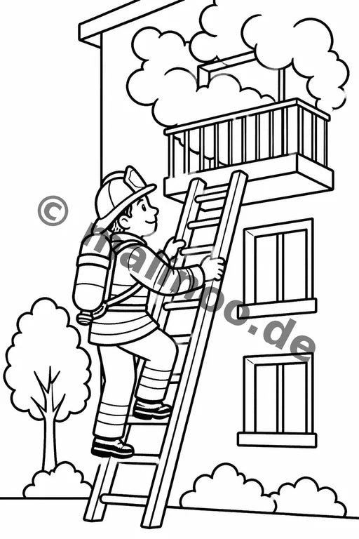 Feuerwehr Comis-Style Malbuch 50 Ausmalbilder PDF Download – Vorschaubild 2