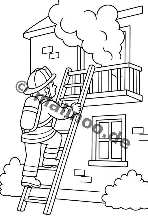 Feuerwehr Comis-Style Malbuch 50 Ausmalbilder PDF Download – Vorschaubild 2