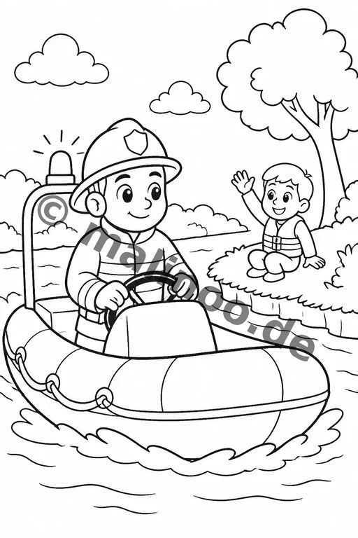 Feuerwehr Comis-Style Malbuch 50 Ausmalbilder PDF Download – Vorschaubild 3