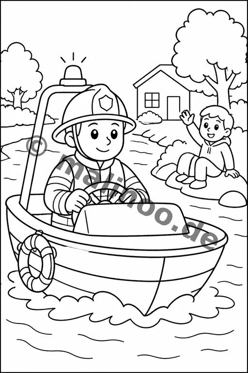 Feuerwehr Comis-Style Malbuch 50 Ausmalbilder PDF Download – Vorschaubild 3