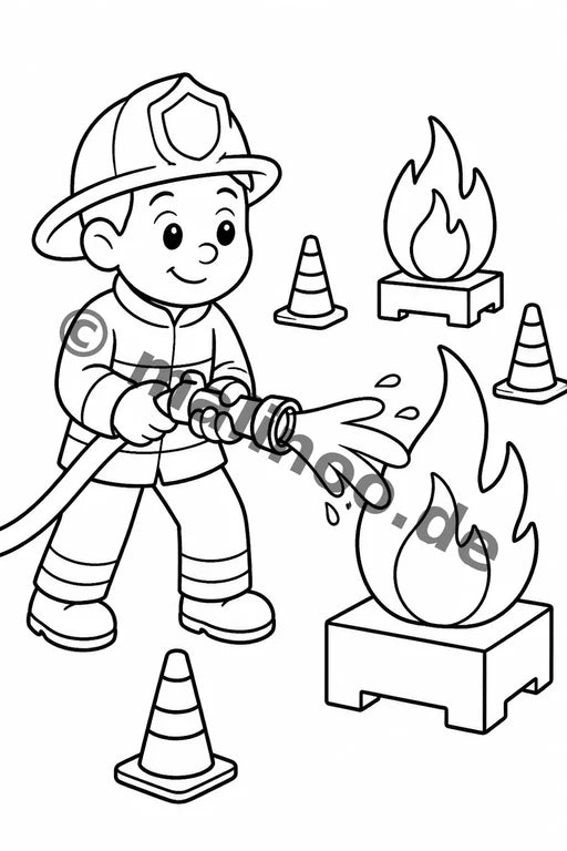 Feuerwehr Comis-Style Malbuch 50 Ausmalbilder PDF Download – Vorschaubild 4