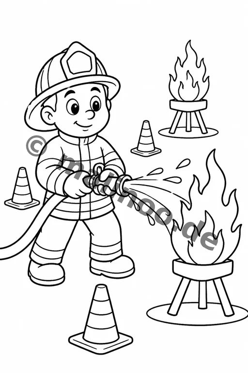 Feuerwehr Comis-Style Malbuch 50 Ausmalbilder PDF Download – Vorschaubild 4