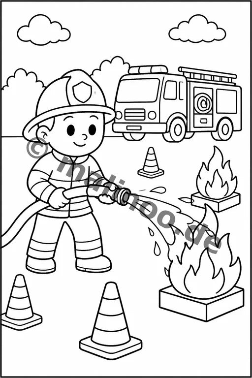 Feuerwehr Comis-Style Malbuch 50 Ausmalbilder PDF Download – Vorschaubild 4