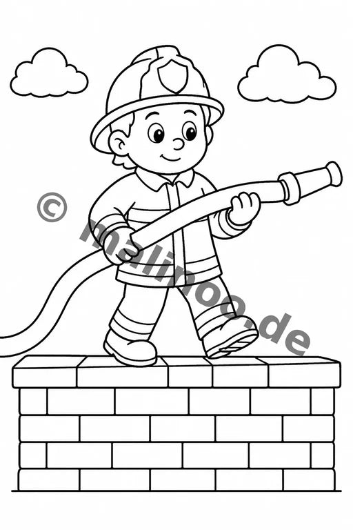 Feuerwehr Comis-Style Malbuch 50 Ausmalbilder PDF Download – Vorschaubild 5