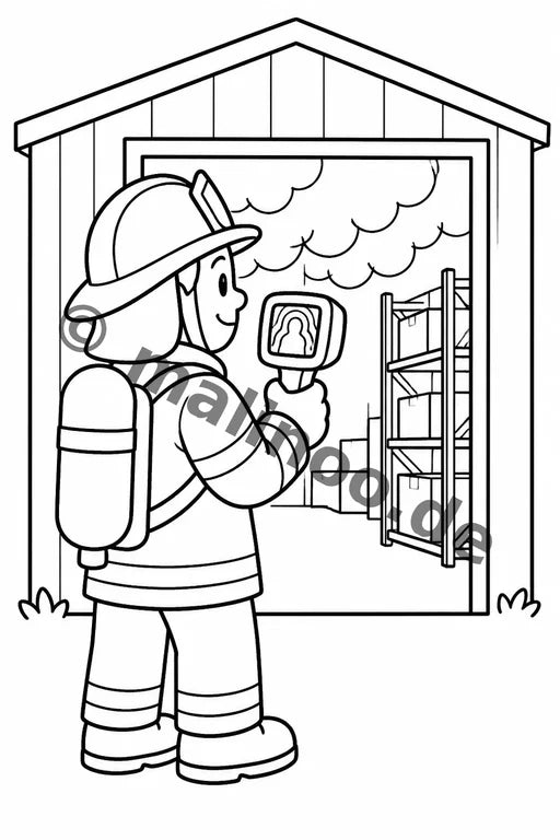 Feuerwehr Comis-Style Malbuch 50 Ausmalbilder gedruckt+gebunden – Vorschaubild 10