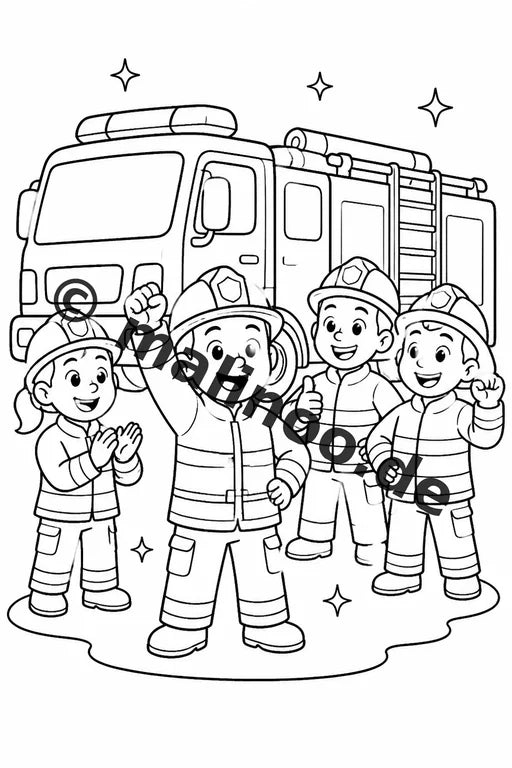 Feuerwehr Comis-Style Malbuch 50 Ausmalbilder gedruckt und gebunden – Vorschaubild 10