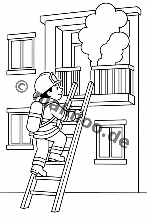Feuerwehr Comis-Style Malbuch 50 Ausmalbilder gedruckt+gebunden – Vorschaubild 2
