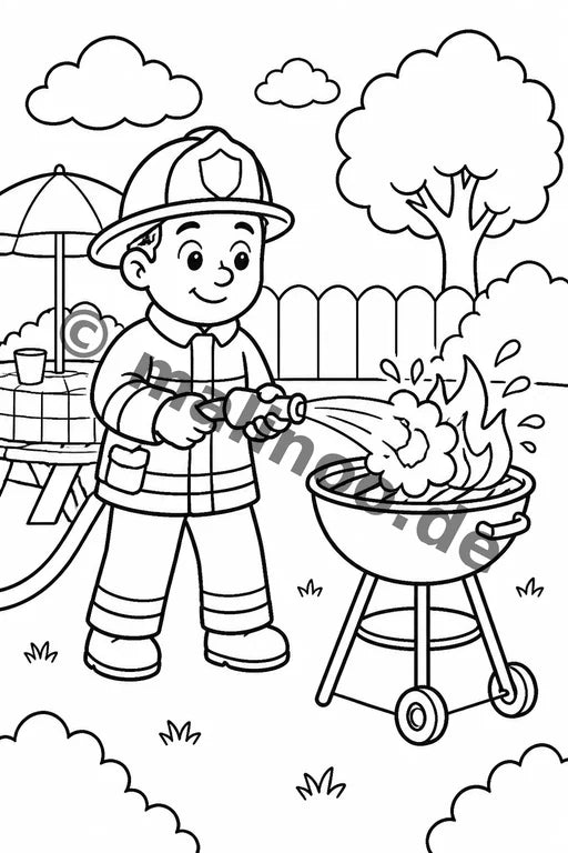 Feuerwehr Comis-Style Malbuch 50 Ausmalbilder gedruckt+gebunden – Vorschaubild 6