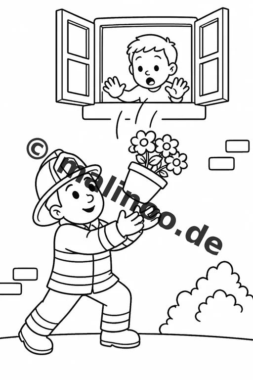 Feuerwehr Comis-Style Malbuch 50 Ausmalbilder gedruckt und gebunden – Vorschaubild 7