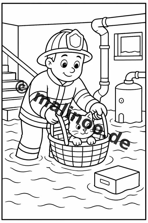 Feuerwehr Comis-Style Malbuch 50 Ausmalbilder gedruckt und gebunden – Vorschaubild 9