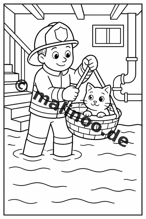 Feuerwehr Comis-Style Malbuch 50 Ausmalbilder gedruckt und gebunden – Vorschaubild 9