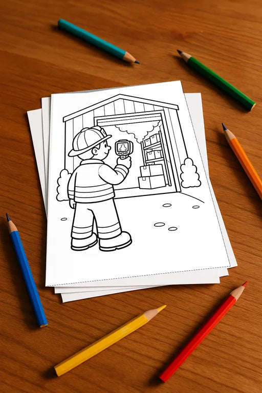 Feuerwehr Comis-Style Malbuch 50 Ausmalbilder gedruckt+lose – Mockup-Ansicht