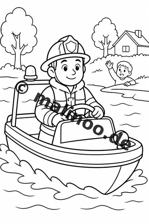 Feuerwehr Comis-Style Malbuch 50 Ausmalbilder gedruckt, ungebunden – Vorschaubild 2