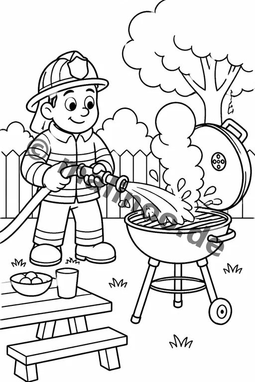 Feuerwehr Comis-Style Malbuch 50 Ausmalbilder gedruckt+lose – Vorschaubild 6