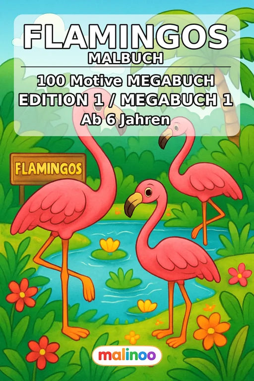 Flamingos Malbuch 100 Ausmalbilder PDF Download – Cover
