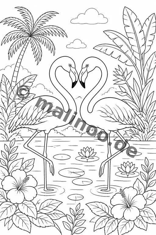 Flamingos Coloring Book 100 Coloring Pages PDF Download – Vorschaubild 1
