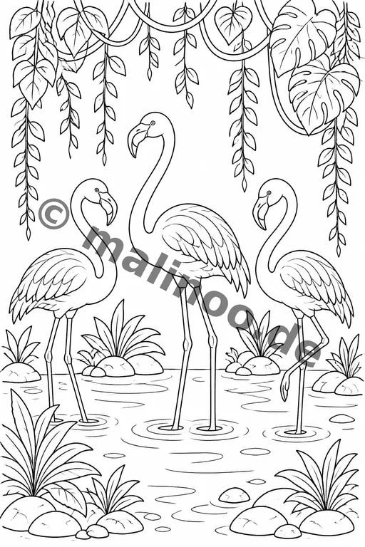 Flamingos Coloring Book 100 Coloring Pages PDF Download – Vorschaubild 2