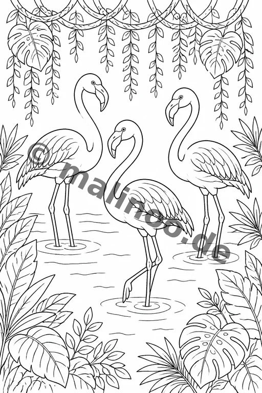 Flamingos Coloring Book 100 Coloring Pages PDF Download – Vorschaubild 2