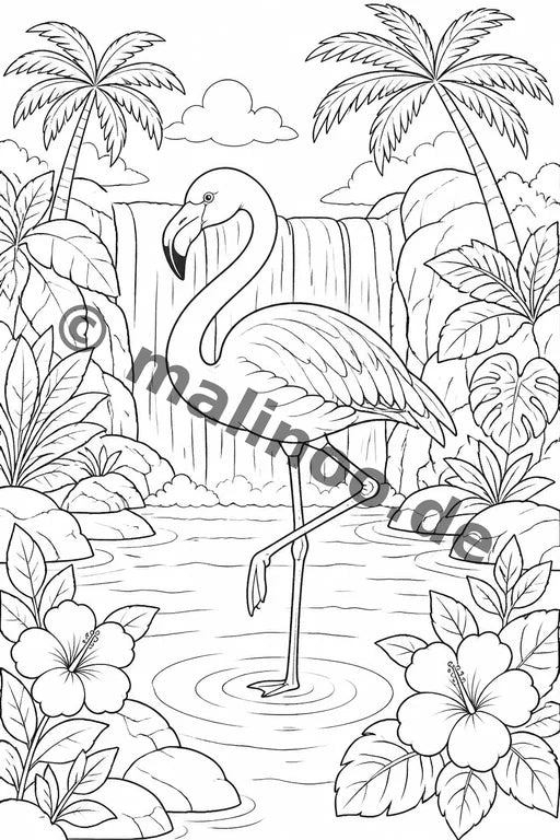 Flamingos Malbuch 100 Ausmalbilder PDF Download – Vorschaubild 4