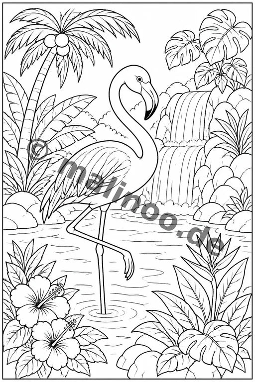 Flamingos Malbuch 100 Ausmalbilder PDF Download – Vorschaubild 4